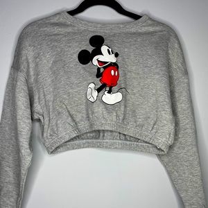 Mickey Mouse Graphic Cropped Sweatshirt